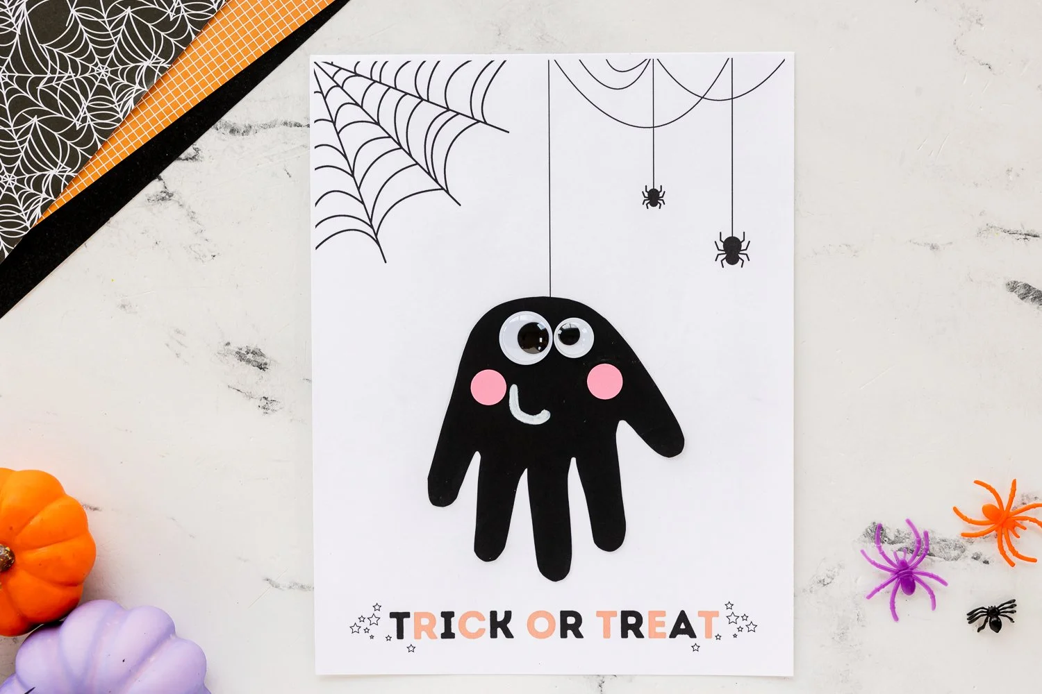 A handprint spider showcasing its distinct markings and features.