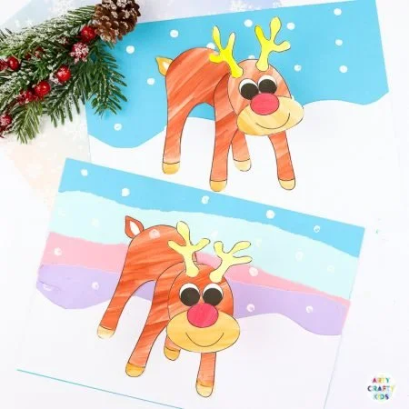 Handmade bobble head reindeer craft for kids at Arty Crafty Kids