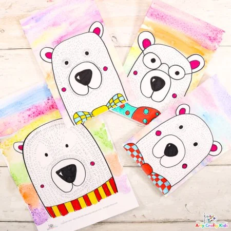 Easy polar bear drawing art project for kids