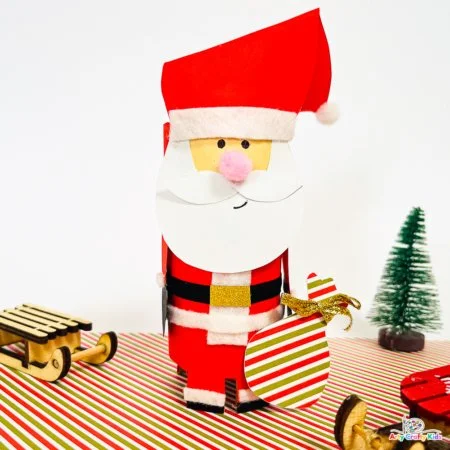 Colorful Paper Roll Santa Claus craft made by Arty Crafty Kids.