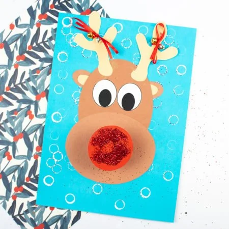 Jingle Bells Rudolph Reindeer Craft project for kids at Arty Crafty Kids