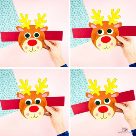 Kids making a Moving Eyes Reindeer Craft with colorful materials