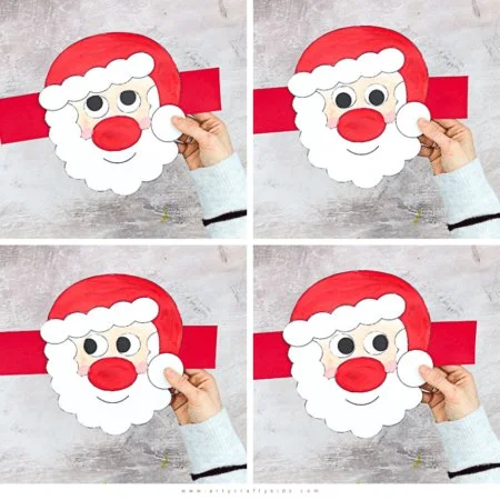 Child-friendly moving eyes Santa craft project for holiday fun