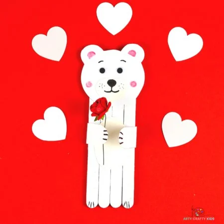 Popsicle stick polar bear craft for kids - fun winter activity