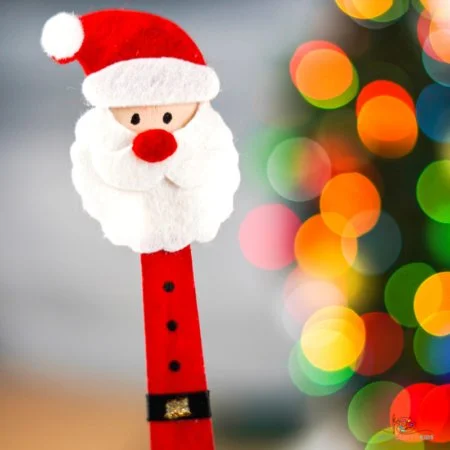Popsicle Stick Santa Craft project for kids by Arty Crafty Kids