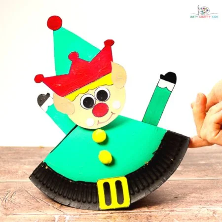 Rocking Paper Plate Elf craft for kids by Arty Crafty Kids