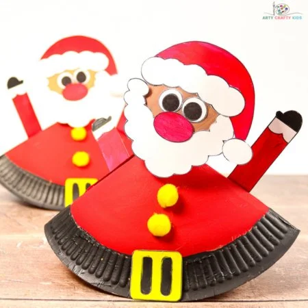 Rocking paper plate Santa craft for kids