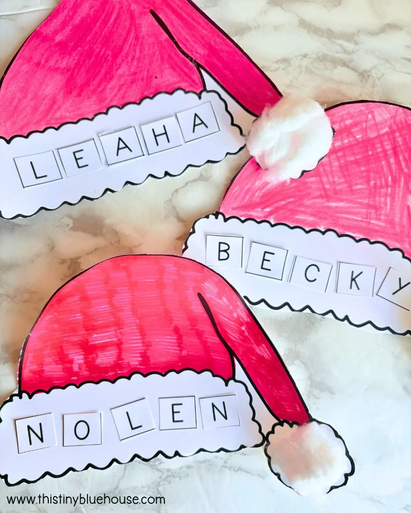 Printable Santa Hat Craft for holiday name decoration