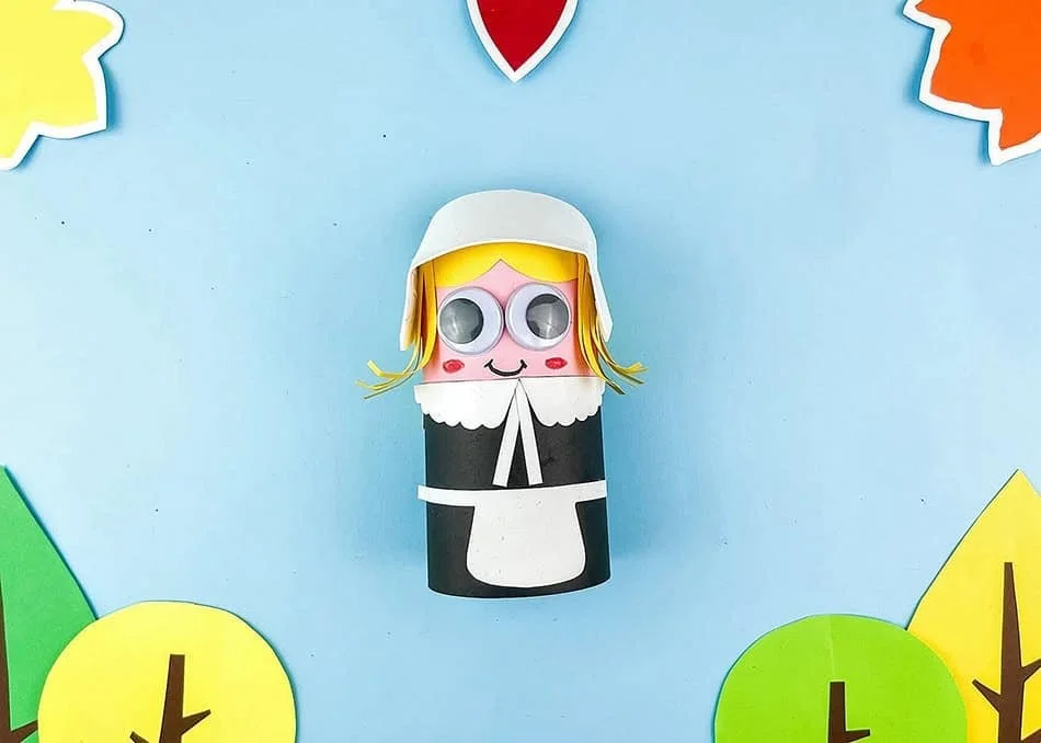 Adorable Toilet Paper Roll Pilgrim Girl Craft for Kids That Teaches Thanksgiving History!