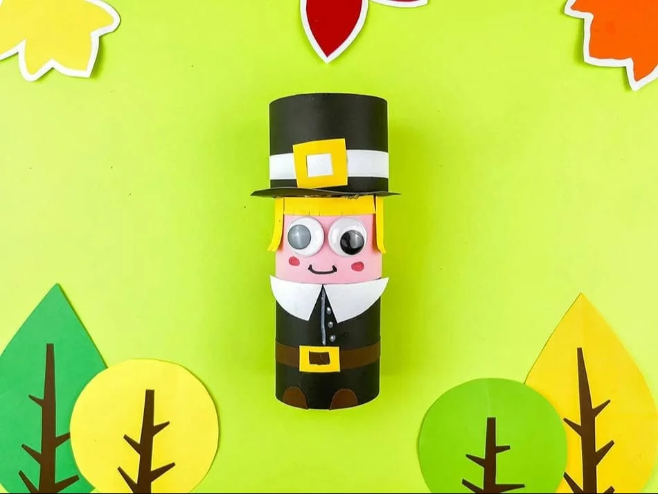 Classic Toilet Paper Roll Pilgrim Boy Craft for Kids to Celebrate the First Thanksgiving