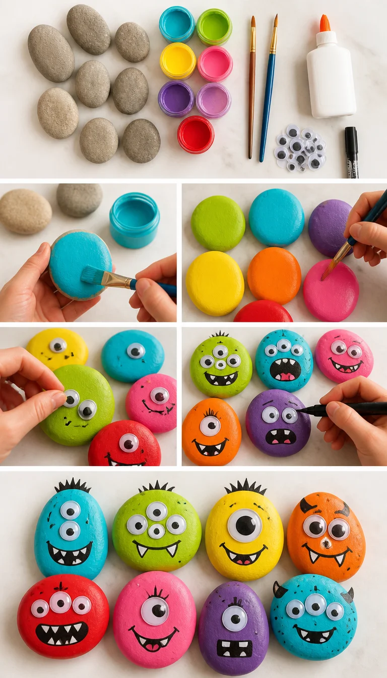 Decorate Stones like Halloween Monsters - Crafty Morning