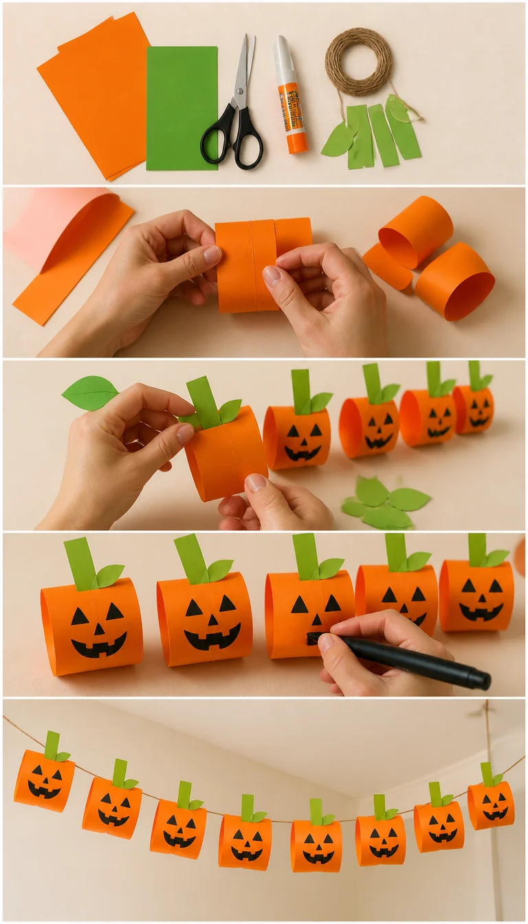 DIY Halloween Pumpkin Spooky Paper Chain [+Printable Template]