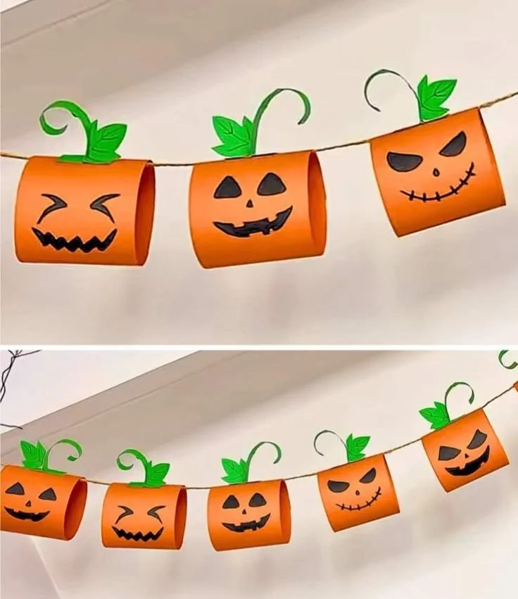 DIY Halloween Pumpkin Spooky Paper Chain [+Printable Template]