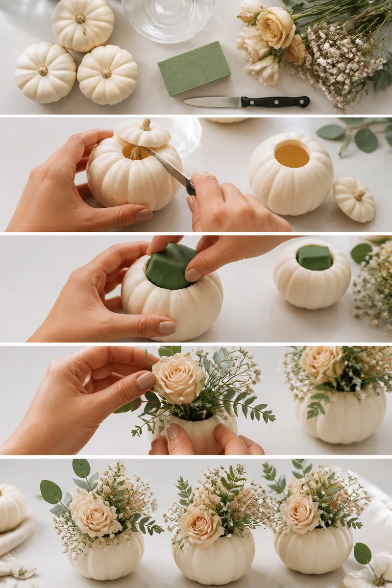 DIY Mini Pumpkin Floral Vase