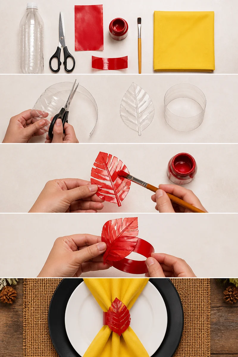 DIY Plastic Bottle Leaf Napkin Ring - With Video