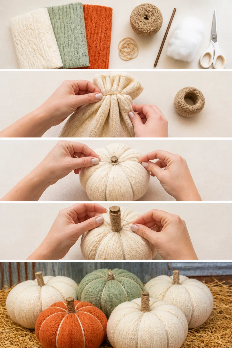 No Sew Sweater Pumpkins