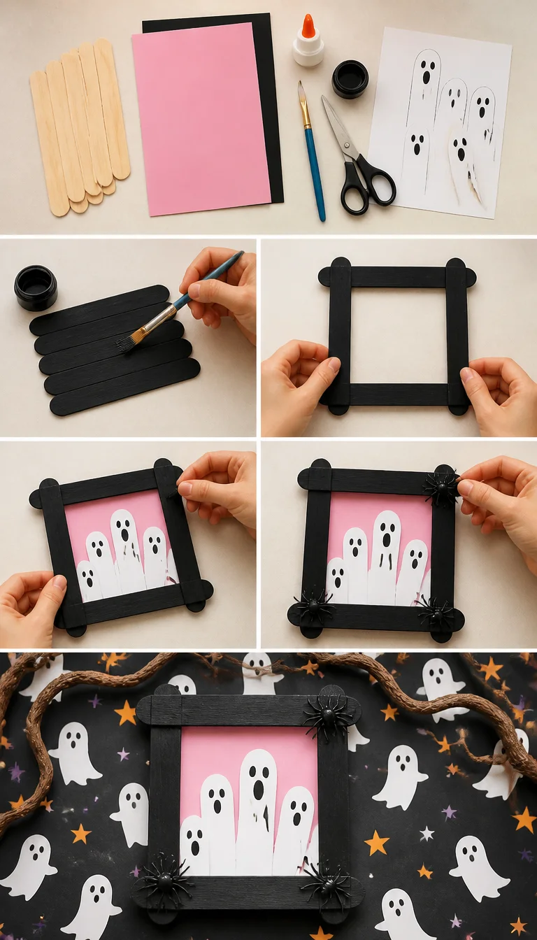 Popsicle Stick Ghost Window Craft
