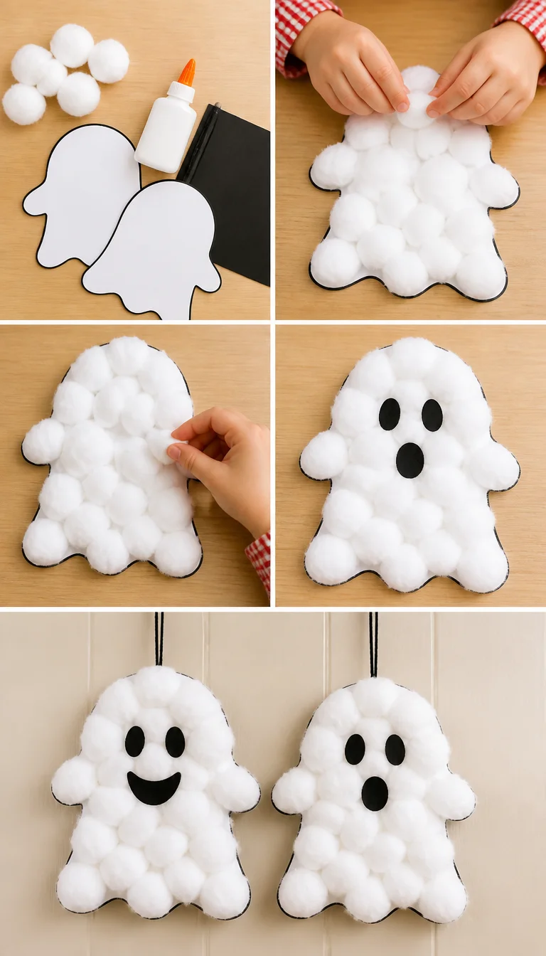 Puffy Ghost Halloween Kids Craft